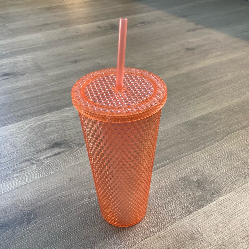 ⚡️2/$10⚡️Textured Orange Tumbler with Straw